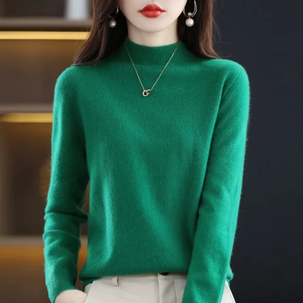 wool cashmere sweater women's sweater semi-high-necked - Image 3