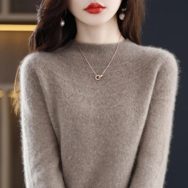 wool sweater women's hollow knit pullover autumn - Image 4