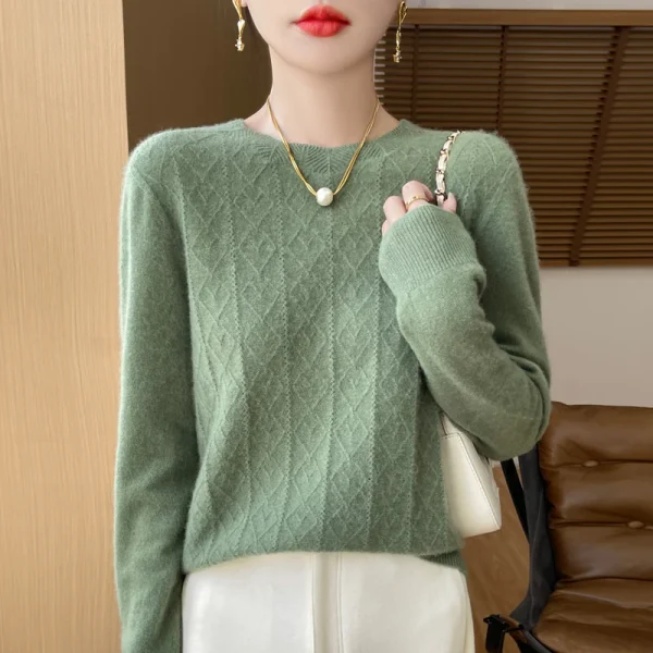 Wool autumn and winter new women's sweater crewneck pullover sweater - Image 4