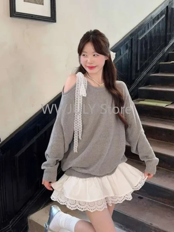 Korean Style Patchwork Mini Dress Long Sleeve Sweatshirts Dress - Image 2