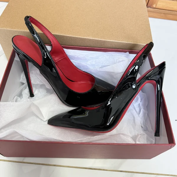 Customize Sexy Glossy Black Women Fashion Pointy Toe High Heel - Image 3