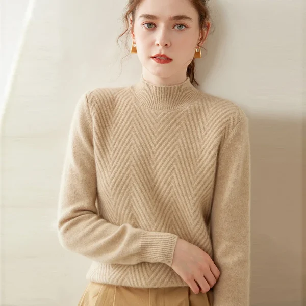 Sweater women's half turtleneck pullover warm bottom knit shirt - Image 2