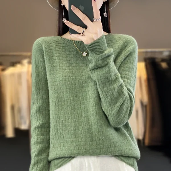 Wool Sweater O-neck Pullovers Casual Basic Long Sleeves Cashmere - Image 3