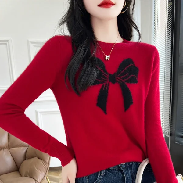 wool cashmere pullover Women's polo neck pullover warm bottom - Image 2