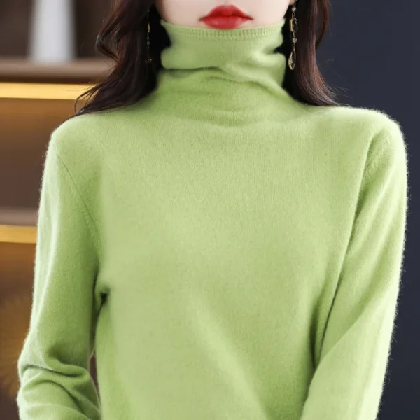 Wool Sweater women's high-necked pullover cashmere sweater - Image 4