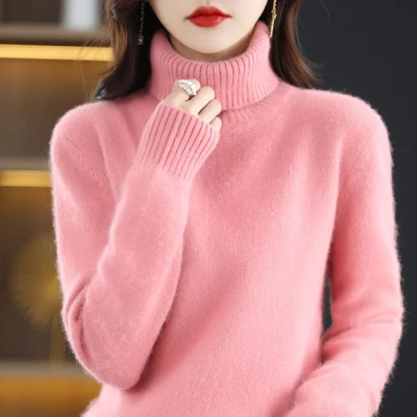 velvet women's sweater solid color turtleneck knit pullover