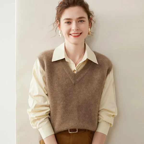 Solid color  cashmere vest Autumn/winter new cashmere sweater - Image 5