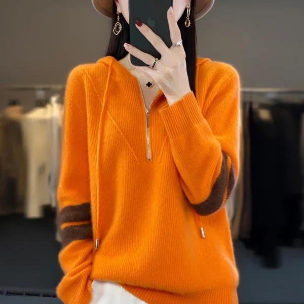 Wool sweater women's casual color matching fashion knitted - Image 6