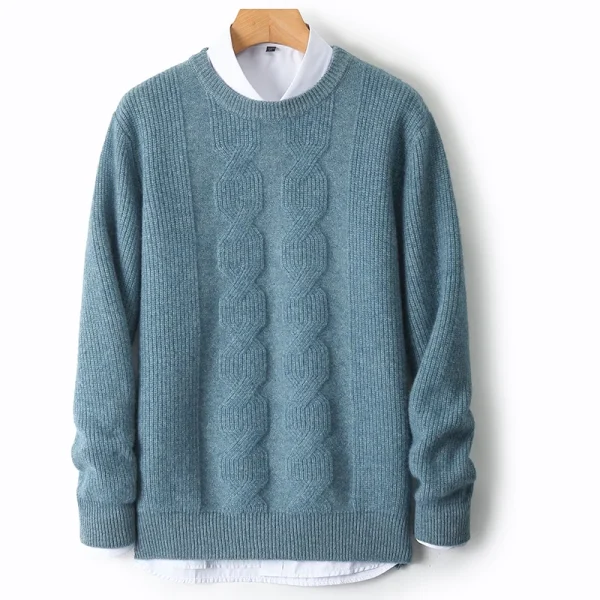 Wool sweater men's round neck ingot needle base sweater - Image 4