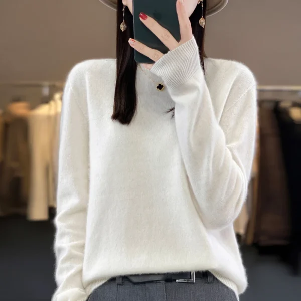 wool solid color autumn and winter new cashmere sweater women - Image 6