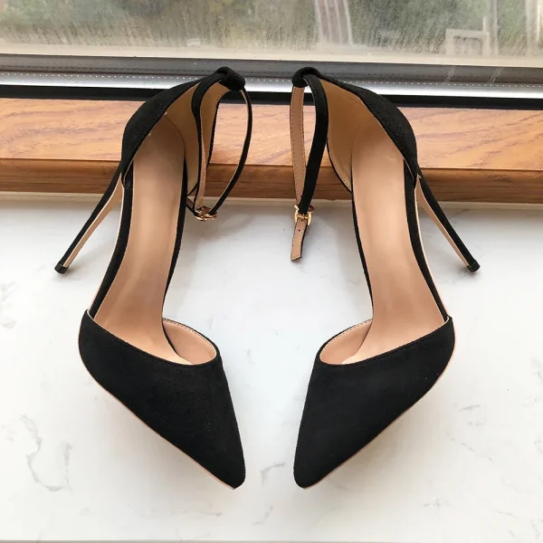 Pointy Toe High Heel Shoes Elegant Ladies Flock Stiletto Pumps