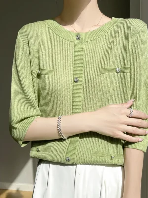 Women’s round neck sweater spring and summer fashion