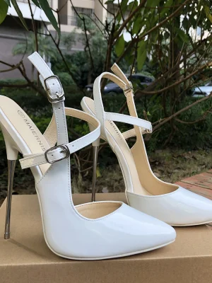 Women White 16cm Ultra High Heel Sandals Sexy Pumps