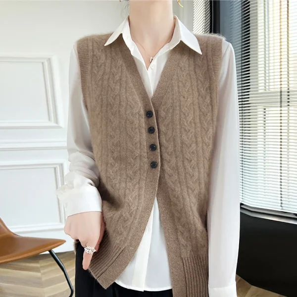 wool vest women's V-neck knitted vest sweater fashion