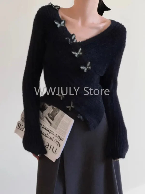 Woman Fashion Slim V-Neck Knitted Sweater Autumn - Image 6