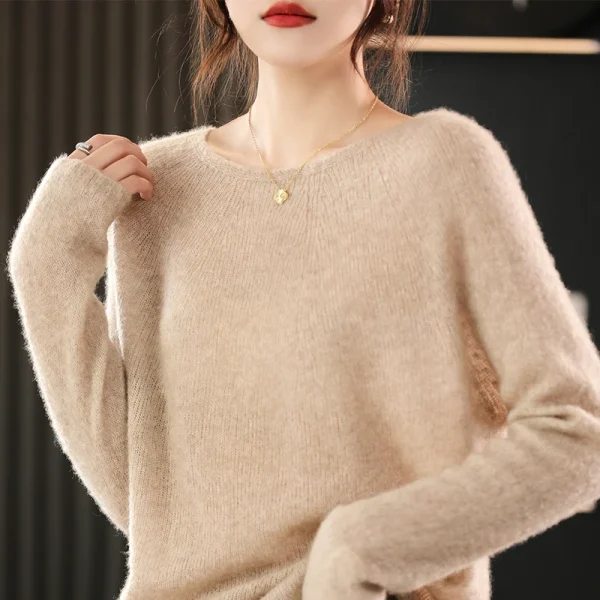 Fashion cashmere sweater women's O-collar pullover warm bottom - Image 4