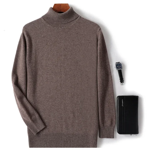 Men's pure cashmere sweater pullover high lapel - Image 5