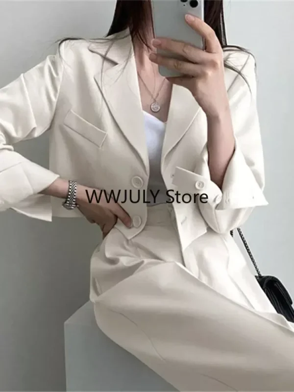 Women Outifits Cropped Blazer 2025 Fall Office Lady Pants - Image 4