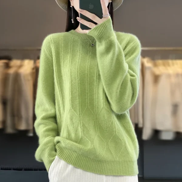 Sweater O-Neck Thick Warm Twist Cashmere Knitted Jumpers - Image 2