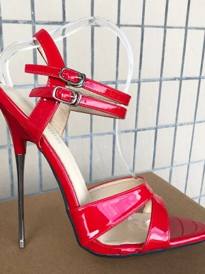 Glossy Red Summer Women 16cm Ultra High Stable Metal Heel