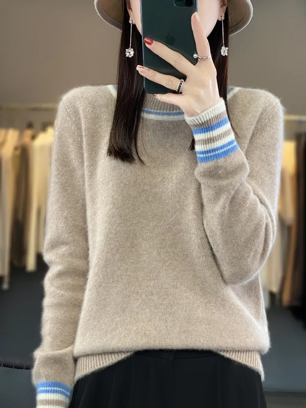 Sweater women's semi-turtleneck knitted pullover fashion - Image 2