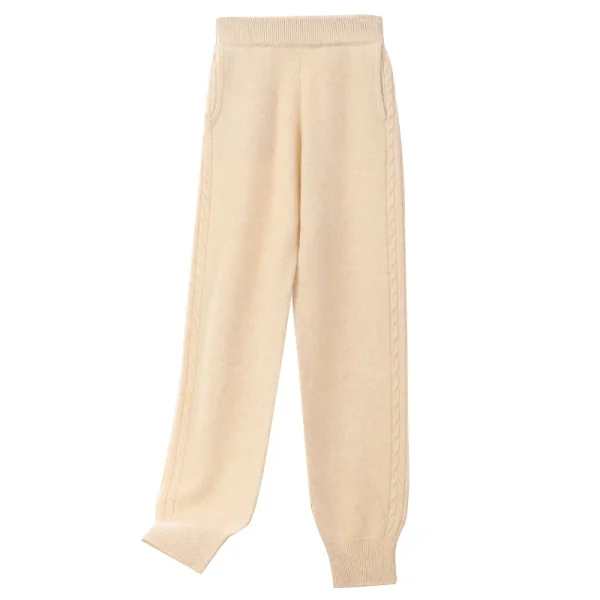 wool pants new cashmere warehouse women's warm bottom knit pants - Image 3