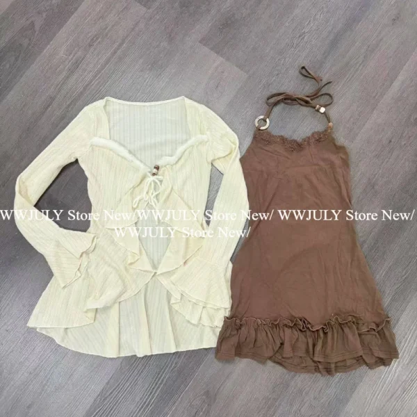 Women Ruffles Long Sleeve Knitted Cardigan - Image 5