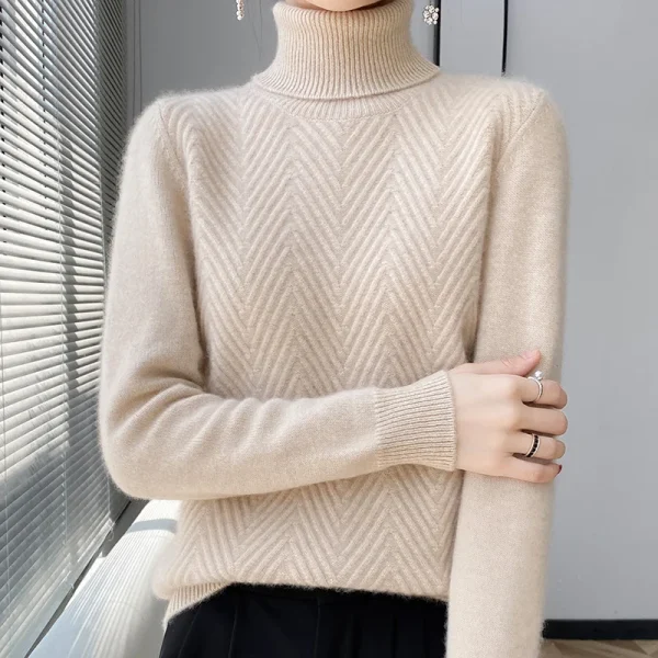 Wool cashmere sweater Women's pullover warm bottom knit - Image 3