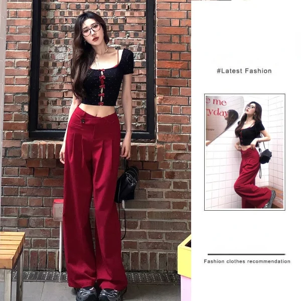 Summer Korean Fashion Pants Sets Woman Bow Dot Y2k Crop Tops - Image 2