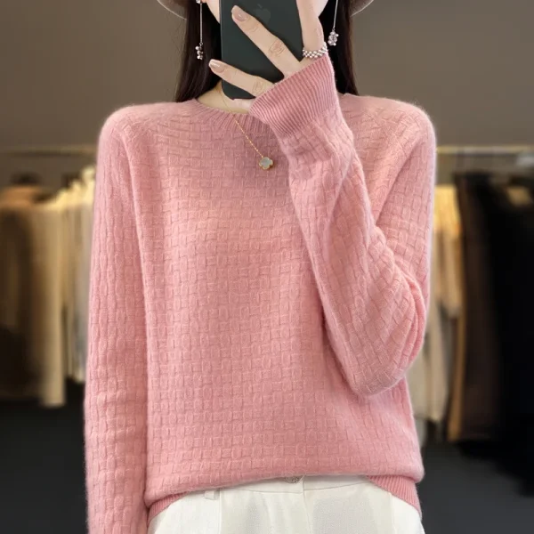 Wool Sweater O-neck Pullovers Casual Basic Long Sleeves Cashmere - Image 4