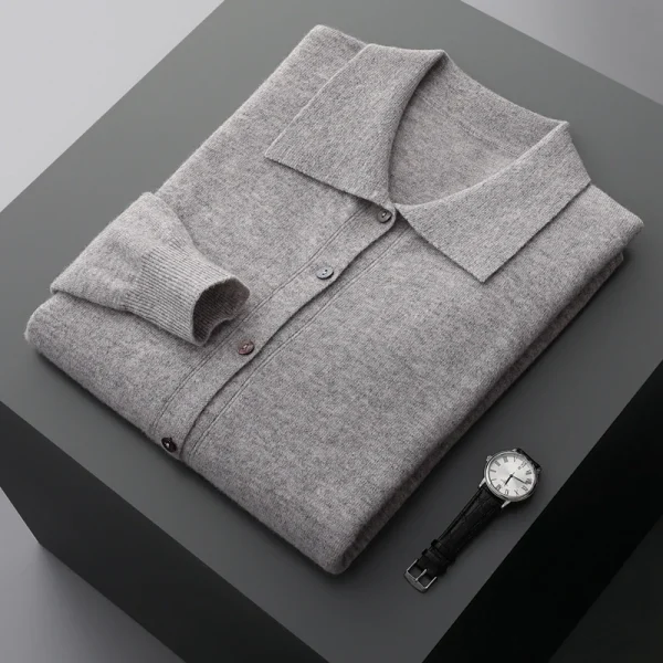 wool cardigan men's sweater long sleeve men's lapel sweater - Image 5