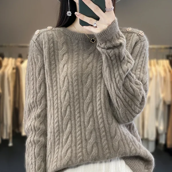 Wool pullover Cashmere sweater Women's half turtleneck pullover warm - Image 5