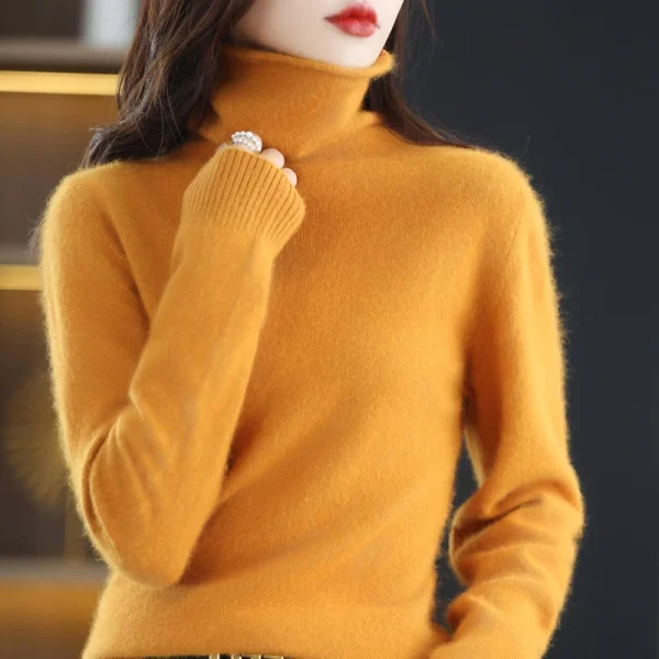 Pure mink cashmere sweater women's turtleneck - Image 6