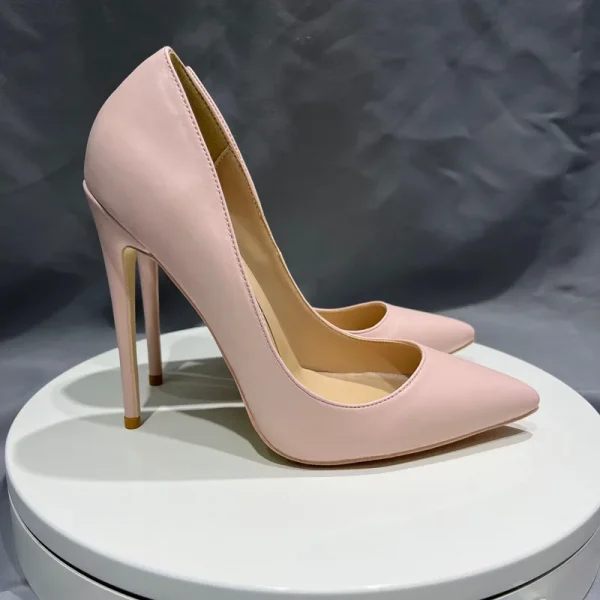 Glossy Pink Women Sexy Pointy Toe High Heel Shoes - Image 3