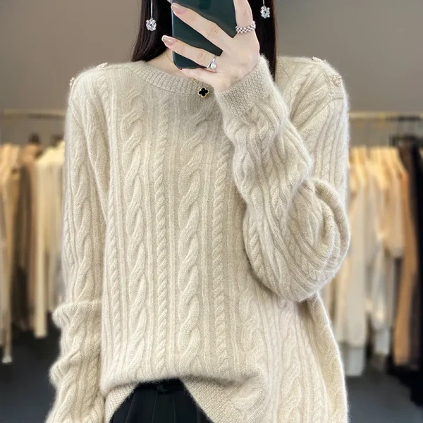 Wool pullover Cashmere sweater Women's half turtleneck pullover warm - Image 4