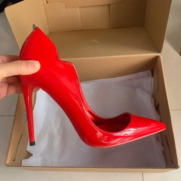 Red Women Fashion Pointy Toe High Heel Shoes Sexy - Image 3