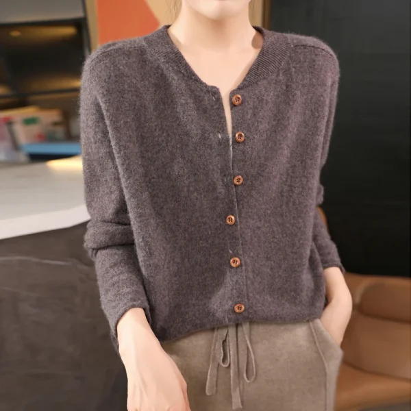 Wool women's V-neck stand-up pullovers in autumn - Image 6