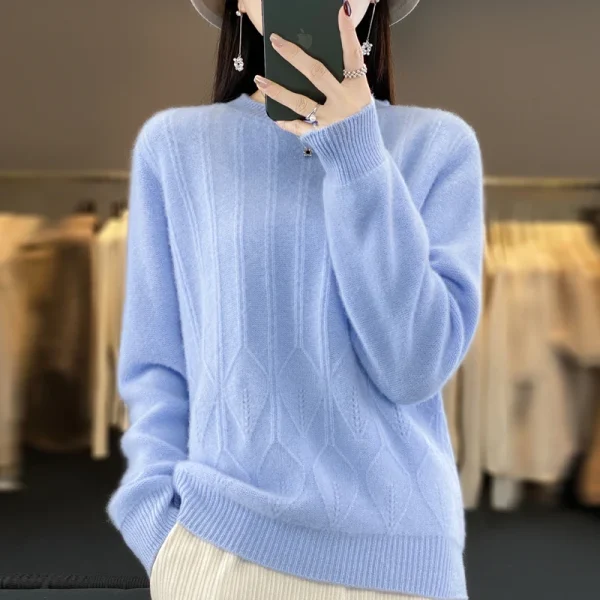 Sweater O-Neck Thick Warm Twist Cashmere Knitted Jumpers