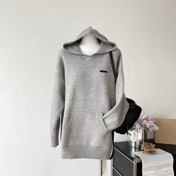 Winter Loose Hooded Clothing Woman Korean Fashion Knitted Sweater - Image 7