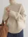 Wool High Lapel Pullover 2025 Spring Casual Loose Thick Knitted Tops