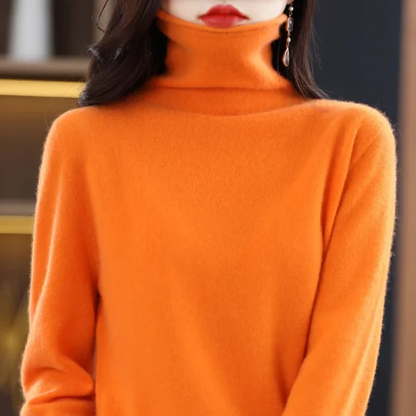 wool sweater women's high-necked pullover cashmere sweater - Image 6