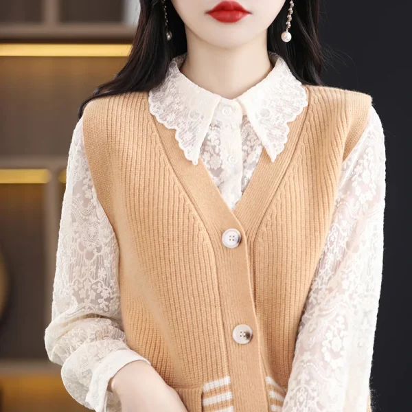 Wool women's vest spring new cardigan fashion - Image 3