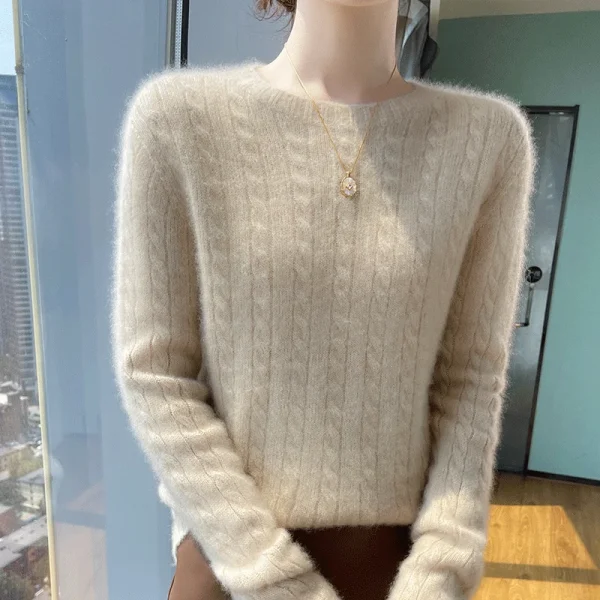 winter cashmere sweater Women's O-neck pullover - Image 5