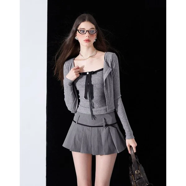 Sweet Hot Girls Fashion Suit Woman Casual Knitted - Image 3