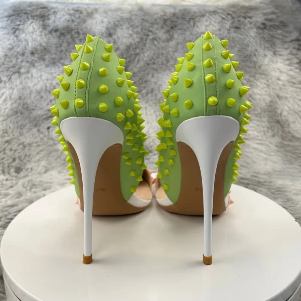 Green Pink Matte Patchwork Stiletto Pumps Women Sexy - Image 4