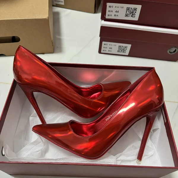 Super High Heels Women Sexy Shiny Red Pumps