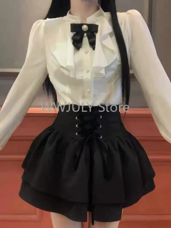 High Waist Slim Y2k Mini Skirt Korean Fashion Suit Design Chic - Image 3