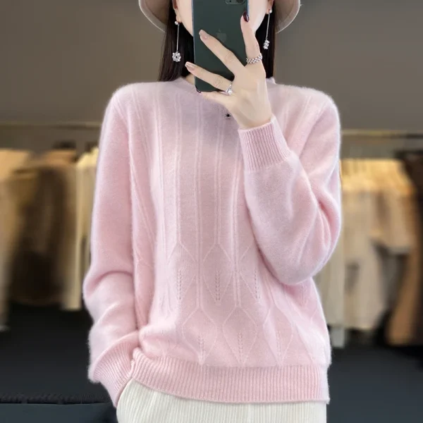 Sweater O-Neck Thick Warm Twist Cashmere Knitted Jumpers - Image 6