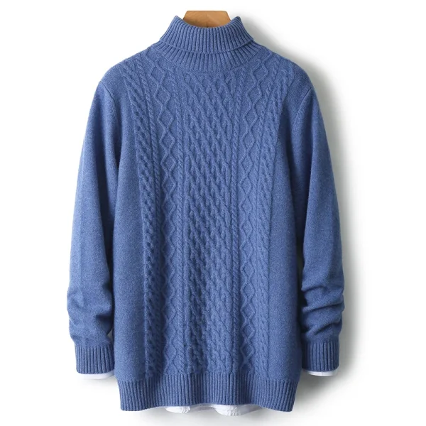 Winter wool sweater men's turtleneck thick loose sweater