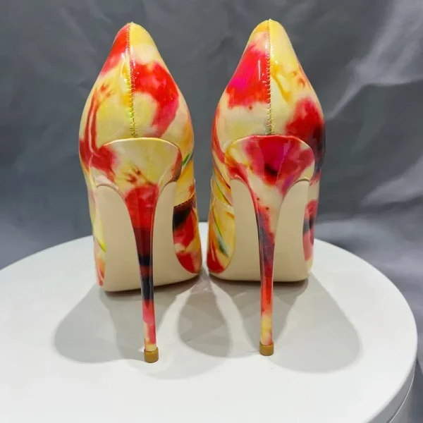 Fashion Designer Women Floral Pointy Toe High Heel Shoes - Image 5